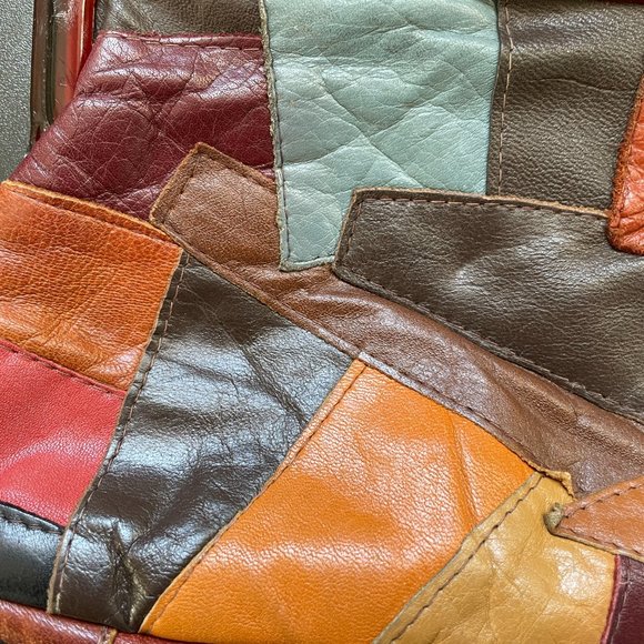 Vintage Leather Patchwork Leather Clutch Purse - Picture 12 of 16